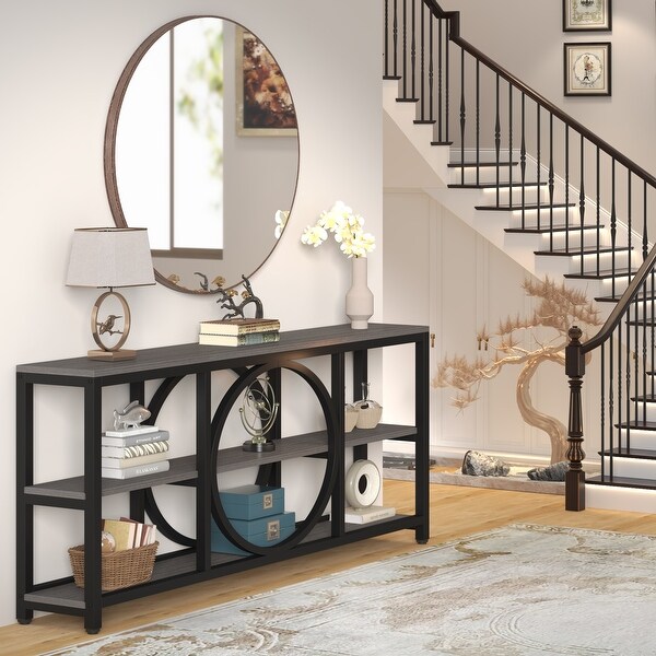 Sofa Console Table, 3 Tiers Industrial Narrow Long Sofa Table