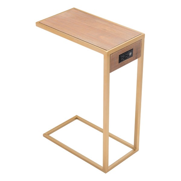 Ike Side Table Brown and Gold - Brown, Gold - 18.1