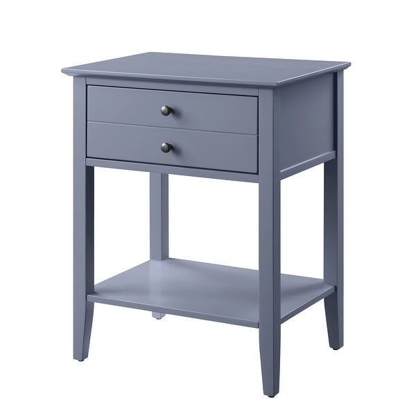 Grardor Side Table (USB Charging Dock) with 1 Drawer and 1 Open Compartment, Gray