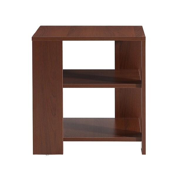 Square wooden Side Table,3-tier End Table