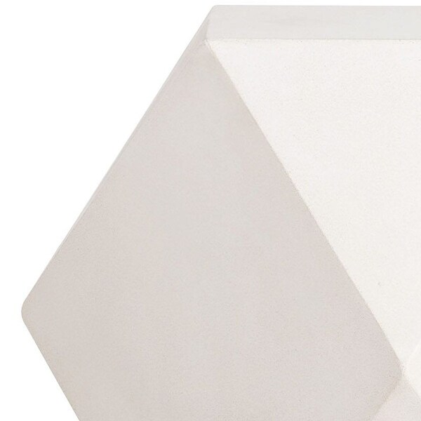 Geometric Shape Concrete Accent Table with Faceted Sides, Cream