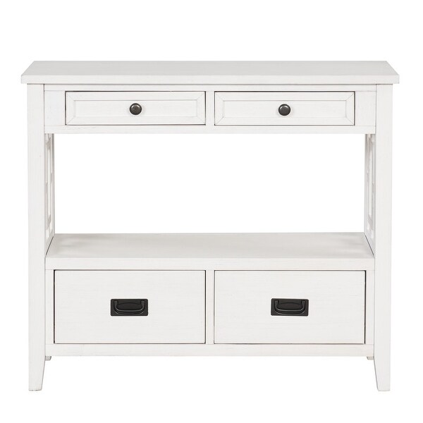 Retro Style Entry Sofa Table with Solid Wood Construction and Storage Sapce