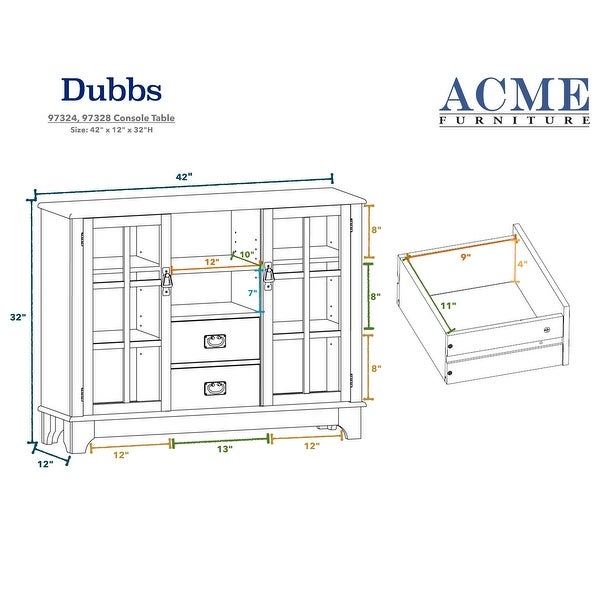 Double Door Console Table With 2 Drawer and 8 storage Bits,Narrow for Entryway, Living Room, Hallway - 42