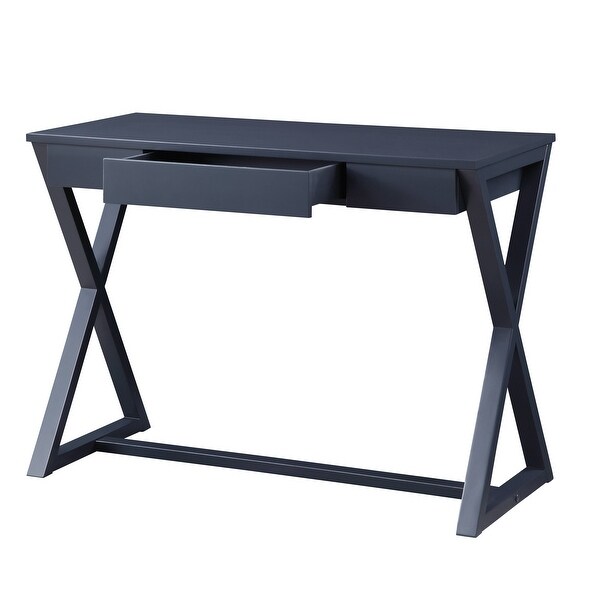 Nalo Console Table in Black Finish with Rectangular Table Top and X Shape Wooden Base for Entryway, Living Room
