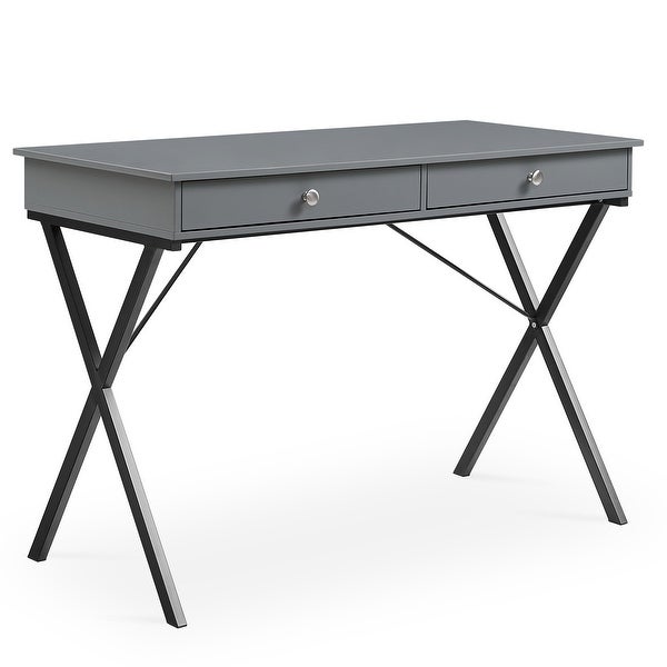 2 Drawers Writing Desk with Stoving Varnish Steel Frame, MDF Table Top