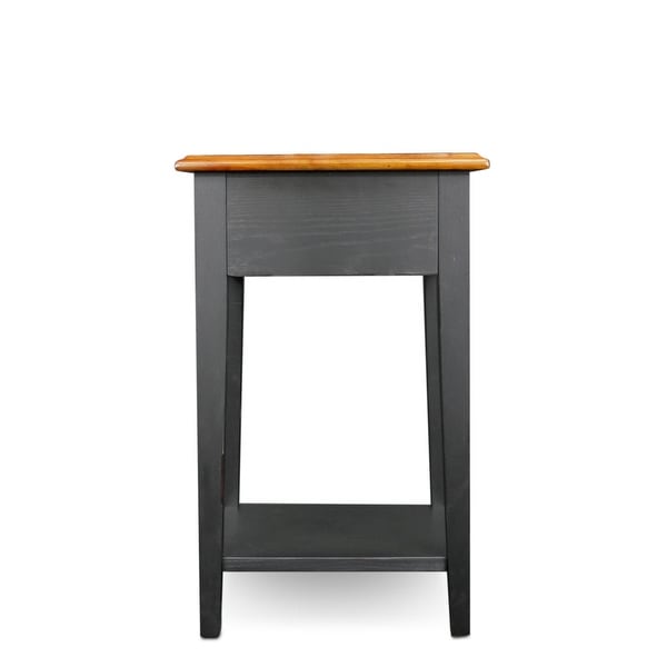 Leick Home 9041-MED One Drawer Square Side Table with Shelf, Medium Oak