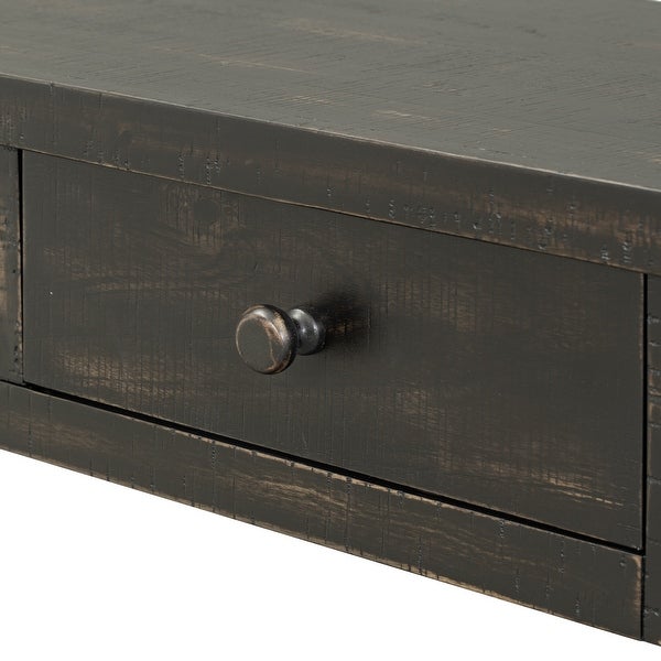 Retro Senior Console Table with 4 Front Facing Storage Drawers and a Shelf, Entryway Table for Entryway, Hallway, Living Room