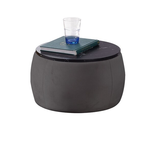 Round Accent Side Table with Removable Top,Grey