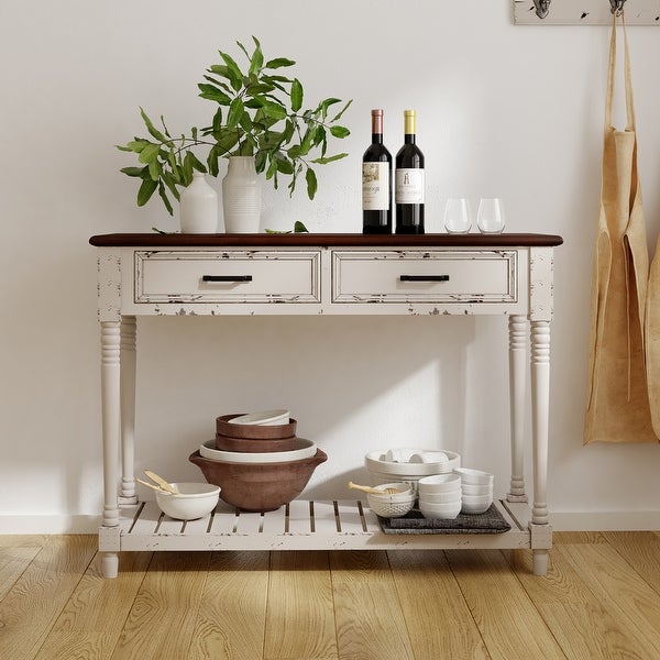 ClickDecor Baker Console Table, Antique White