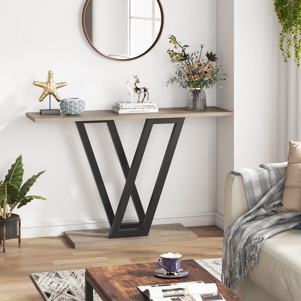 Console Sofa Table, Industrial Entryway Table for Hallway