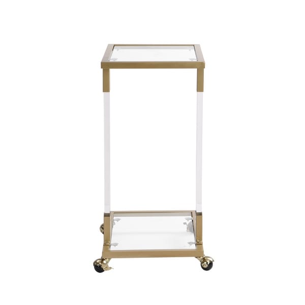 Sofa Table,Glass Top C Shape Square Table