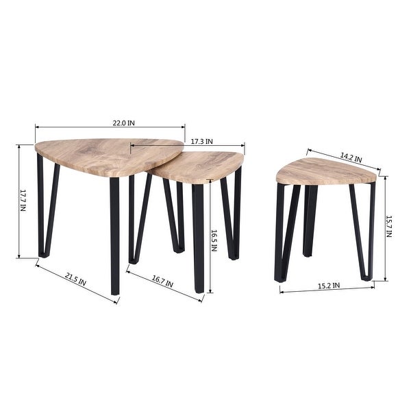 Nesting Coffee Tables,Stacking Side Tables with Metal Frame,Set of 3