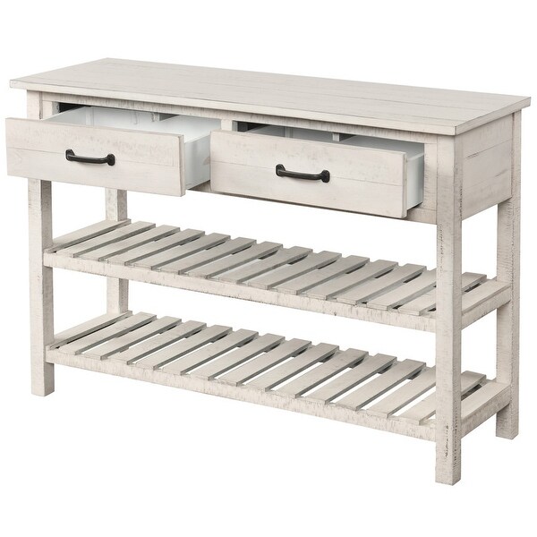 Door knocker Retro console table sofa entryway side table furniture, 2 drawers and 2 bottom shelves