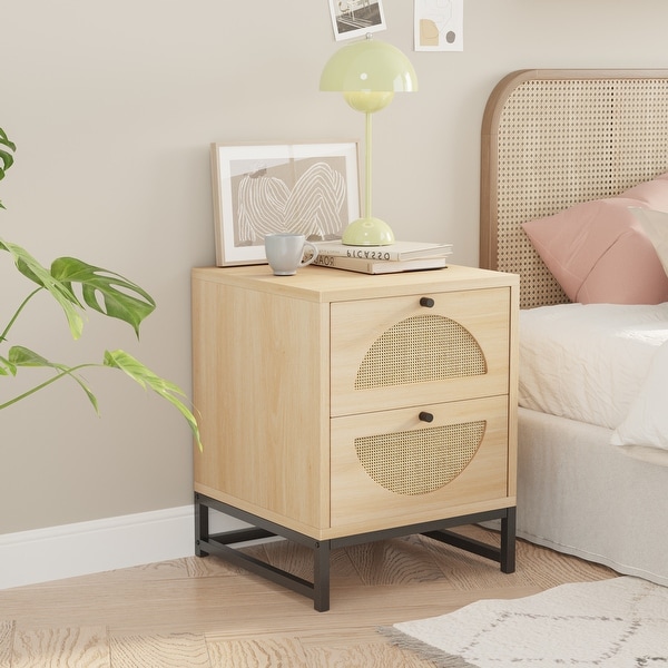2 Drawer side table,Nightstand Bedroom Storage Drawer Table