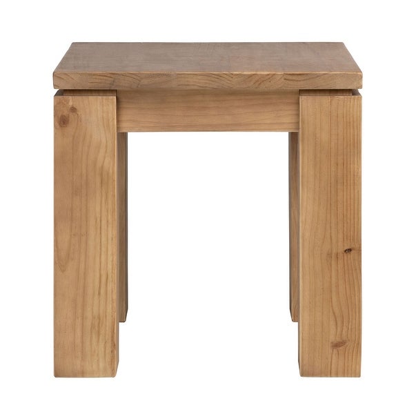 Datona 22-inch Square Reclaimed Pine Block Feet Side Table, Natural Finish