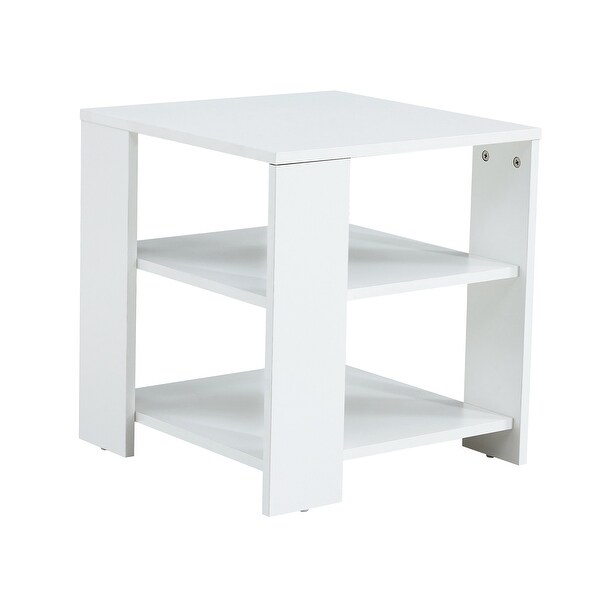 Square wooden Side Table,3-tier End Table