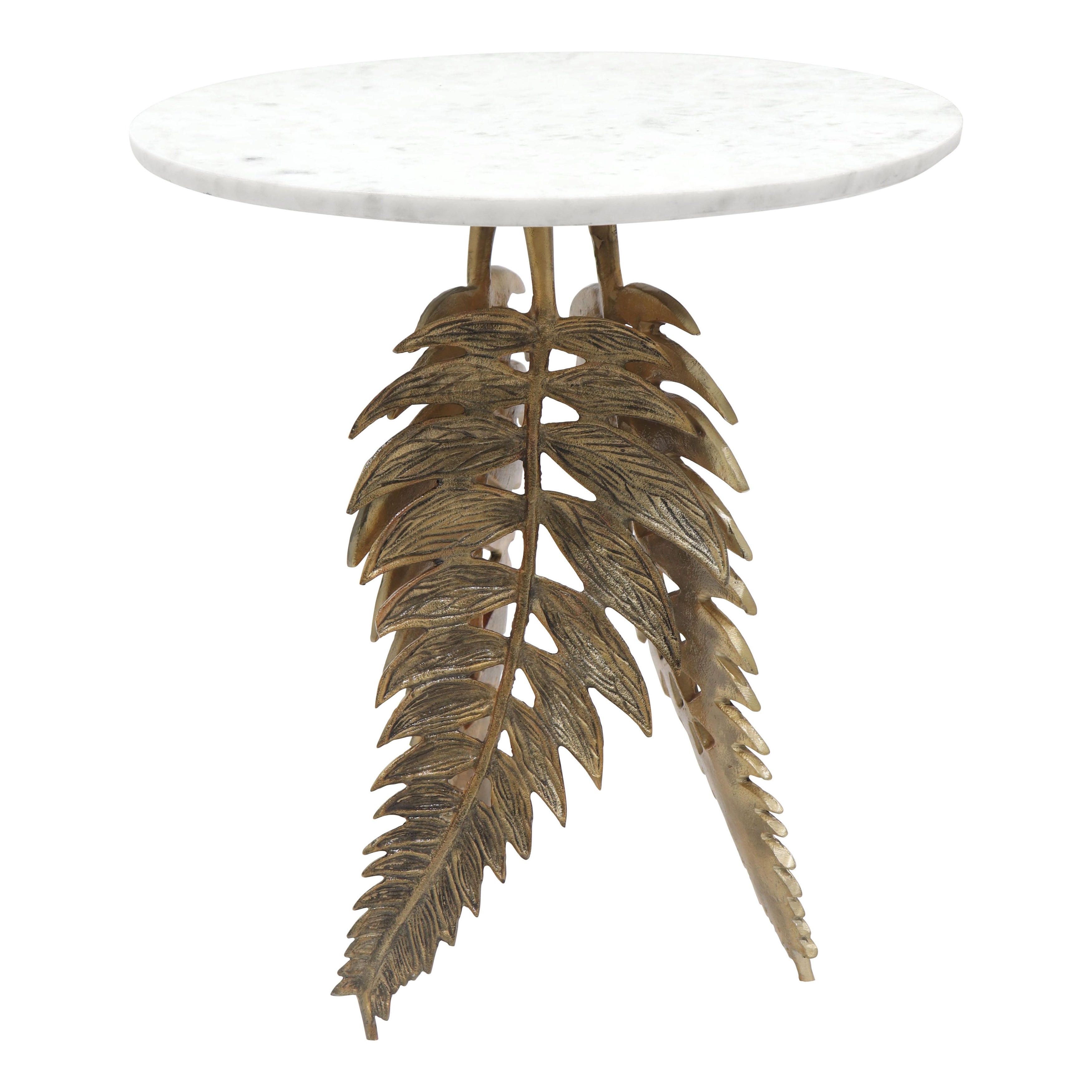 Neruda Marble Side Table White and Gold - White, Gold - 18