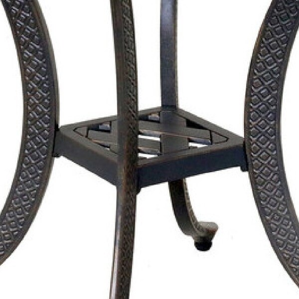 21 Inch Outdoor Patio Square Metal End Table, Bronze