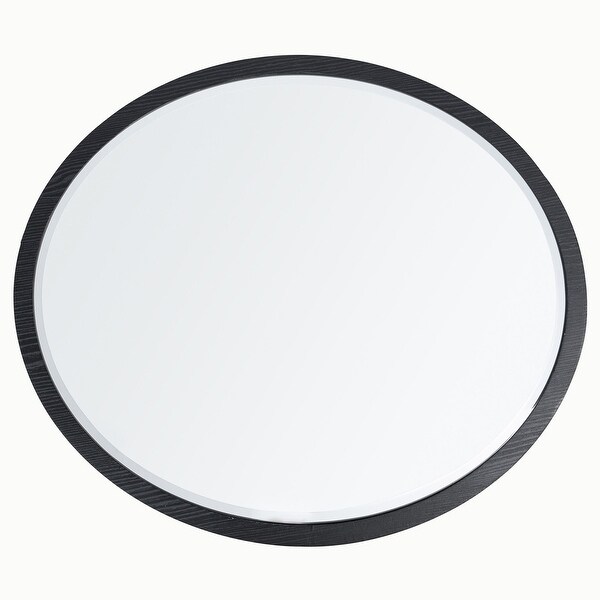 Dann Foley Lifestyle - Oval Side Table - Black Veneer, Inset Mirrored Table Top