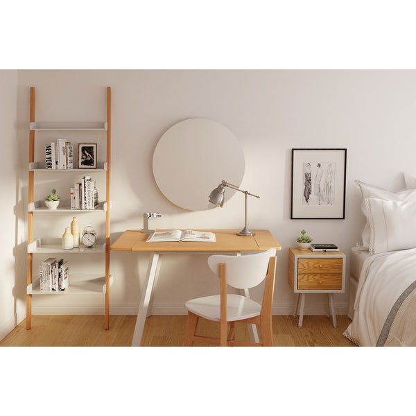 Universal Expert Abacus 2 Drawer Side Table, Modern Oak and White