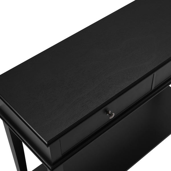 （Exquisite Preference）Black Console Table with 2 Drawers and Open Shelf, Farmhouse Small Entry Table, 39