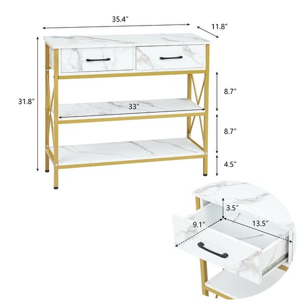 Kinbor Console Table with Drawers, Modern Entryway sofa Table w/ 3 Tiers Storage Shelves for Entryway, Living Room Furniture