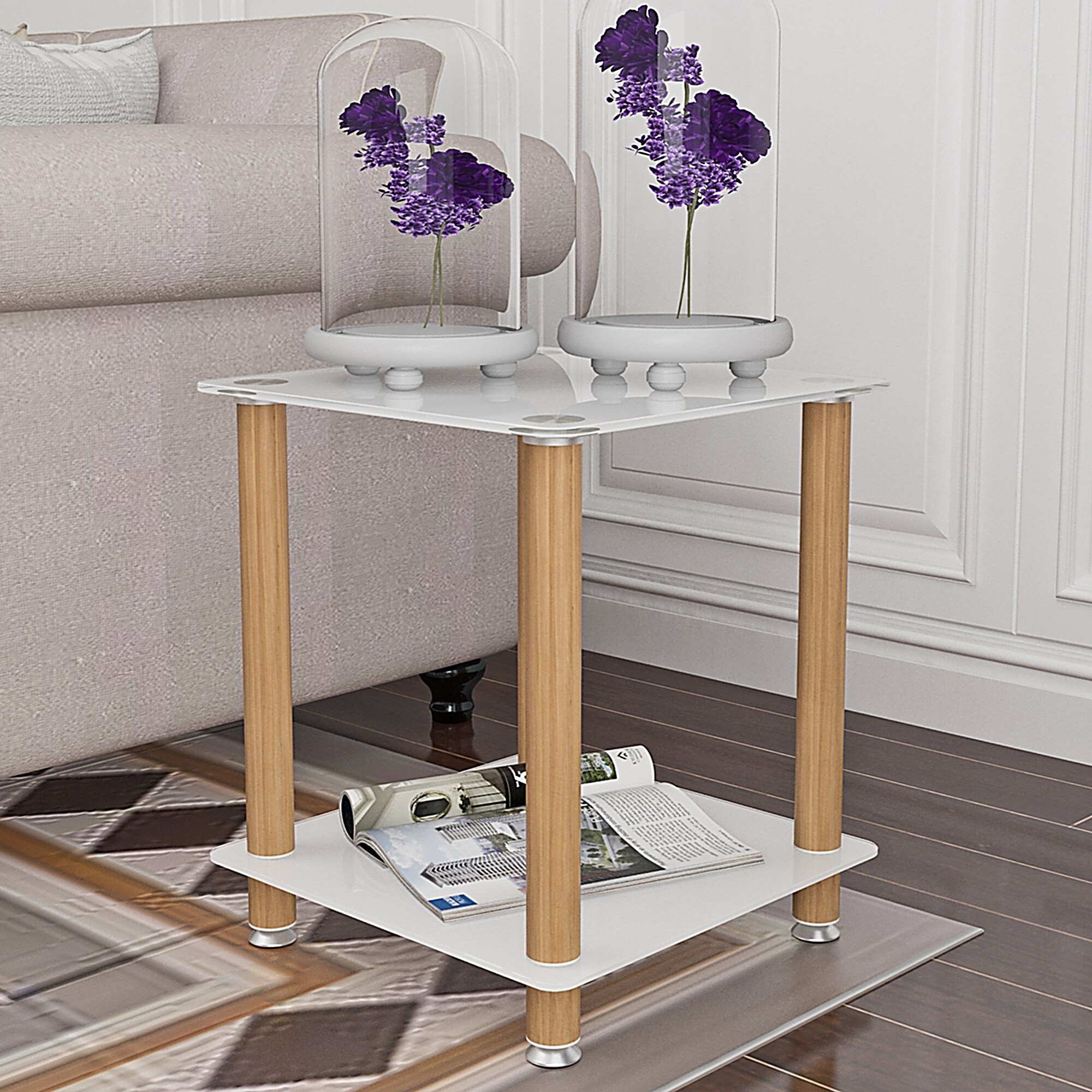 1-Piece Black Side Table , 2-Tier Space End Table ,Modern Night Stand, Sofa table, Side Table with Storage Shelve