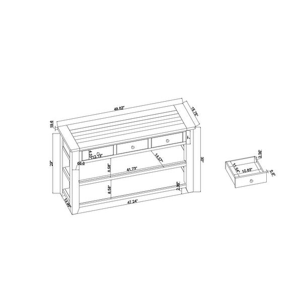 Side Table Console Table, Sofa Side Table with 3 Drawers and 2 Shelves