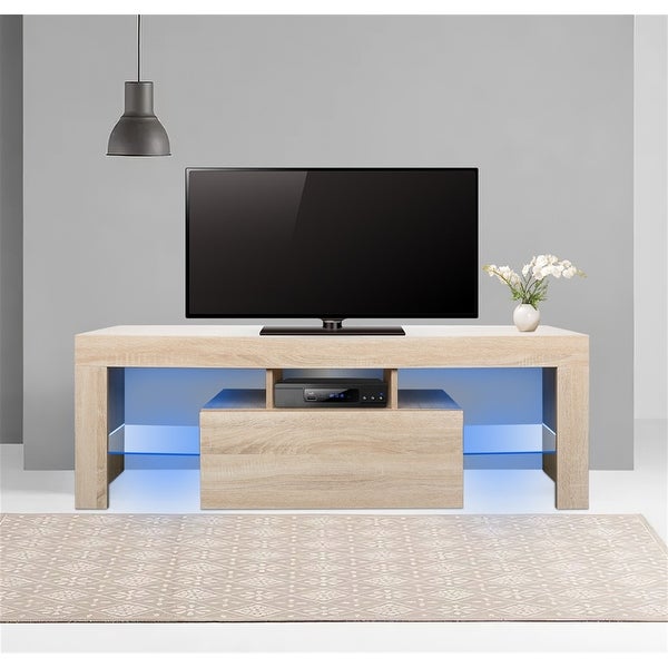 Media Console Table with LED Lights and Storage Cabinet, Up to 60