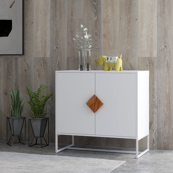 White Modern Sideboard,Kitchen Storage Cabinet with Metal Legs