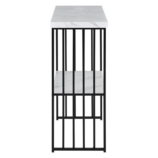 63'' Console Table with 2 Shelves, Extra Long Entryway Table with Metal Frame