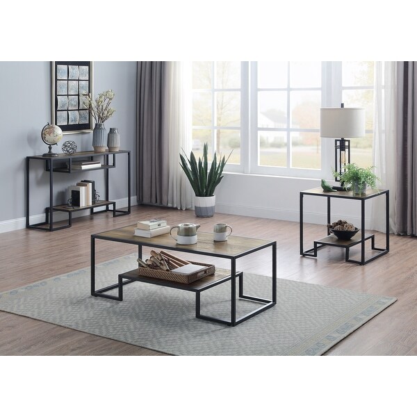 Industrial Style Industrial Metal Base Composite Wood Console Table, Suitable for Living Room, Hallway, Office