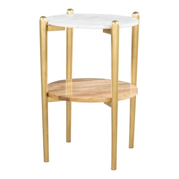 Mina Marble Side Table White and Gold - White, Brown, Gold - 18