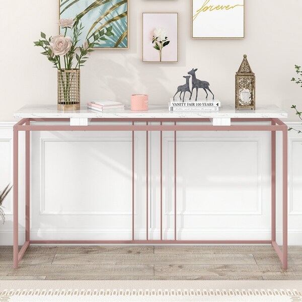 Console Table, Extra Long Entryway Table with Metal Frame