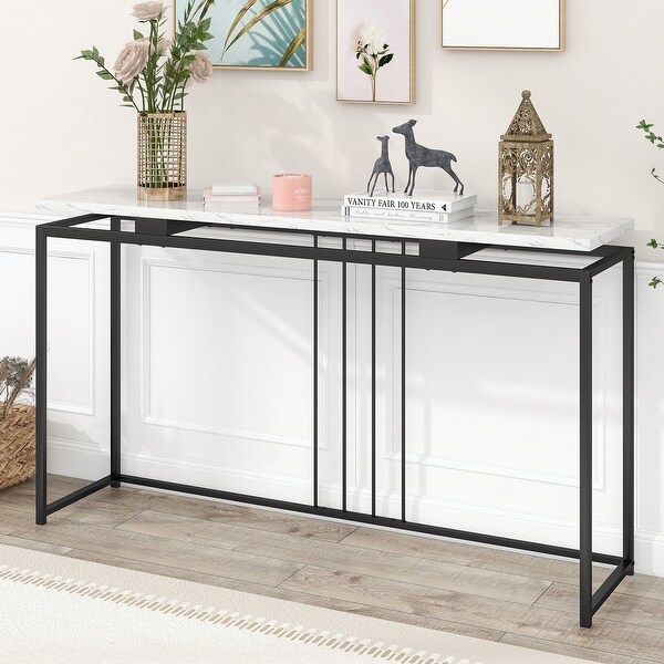 Console Table, Extra Long Entryway Table with Metal Frame