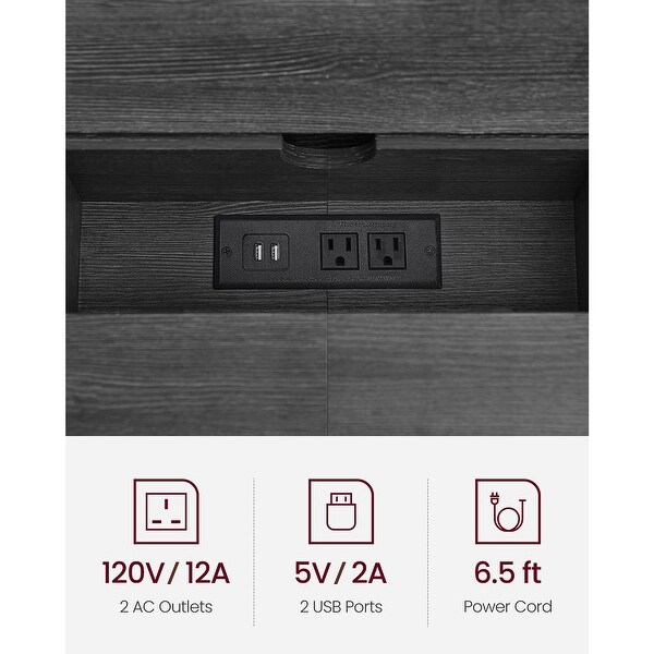 Narrow Console Table - 70.9 Inch Sofa Table with 2 Outlet and 2 USB Ports, Long Entryway Table, Home Office or Living Room