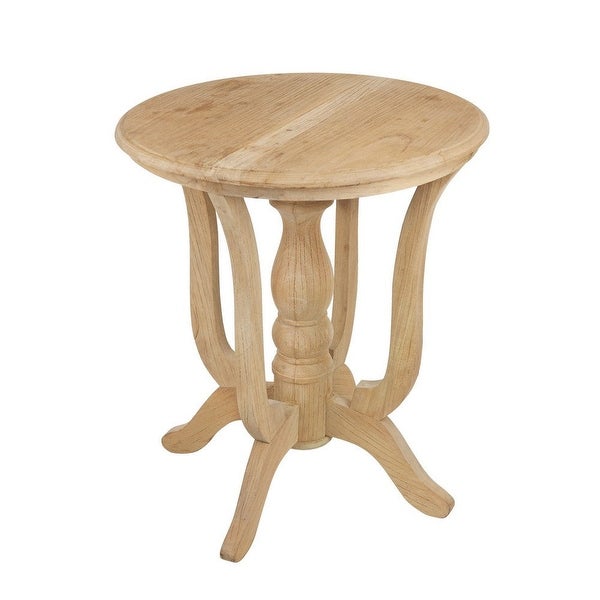 28 Inch Round Side Table, Turned Legs, Classical Style, Wood Grain, Brown - 23.6L x 23.6W x 27.6H, in inches