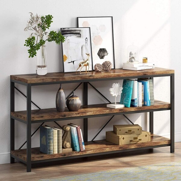 Sofa Table, 3 Tiers Console Table, Narrow Long Sofa Table