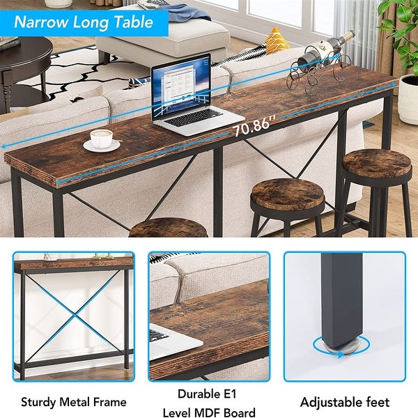 71Inches Extra Long Sofa Console Table, Industrial Narrow Entryway Table