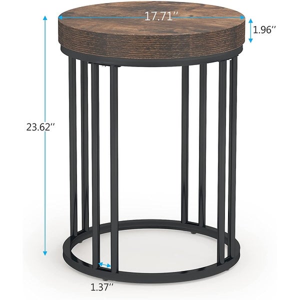 Round Side Table End Table for Living Room Bedroom, Thick Sturdy - 9.69 x 9.84 x 23.62 inches