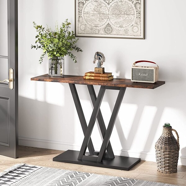 Console Sofa Table, Industrial Entryway Table for Hallway