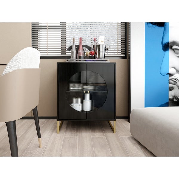 Black Storage Cabinet with Glass Door, Sideboard Buffet Cabinet for Kitchen,Dining Room