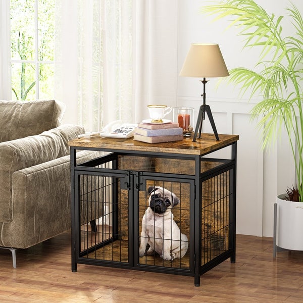 Furniture Style Dog Crate End Table, Pet Kennels Three Doors Dog House Indoor Use for Small Dogs