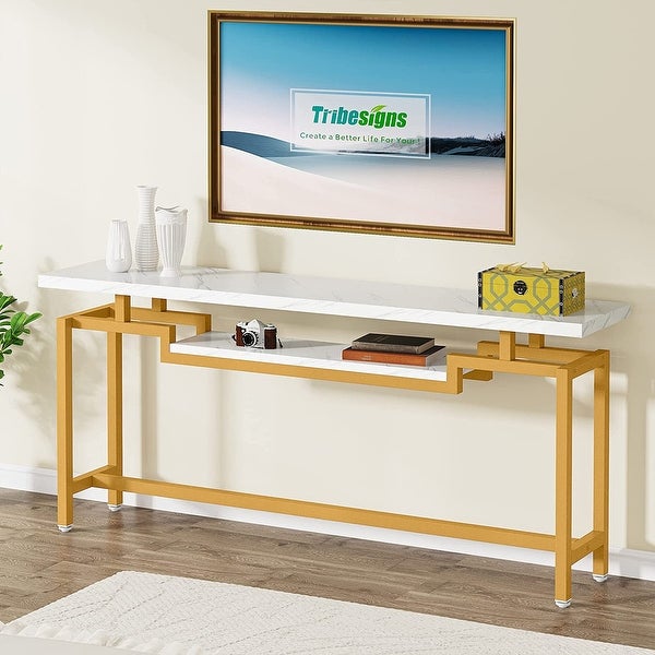 70.9 inch Console Table, Narrow Long Behind Sofa Table with 2 Ties for Entryway, Hallway, Living Room, Rustic Brown