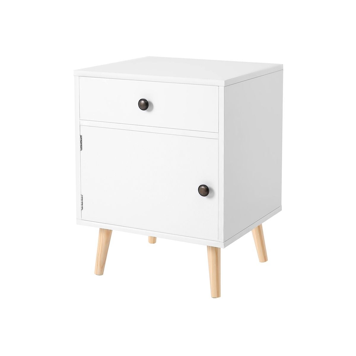 Side Table, Nightstand with 1 Drawer, Durable, for Bedroom, Living Room, Office, 17.7 x 15.8 x 23.6 inches, White