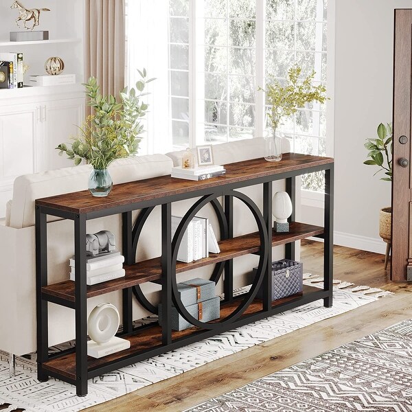 Sofa Console Table, 3 Tiers Industrial Narrow Long Sofa Table