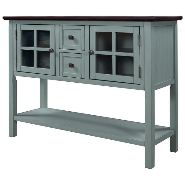 45'' Modern Console Table Sofa Table for Living Room with 2 Drawers, 2 Cabinets and 1 Shelf