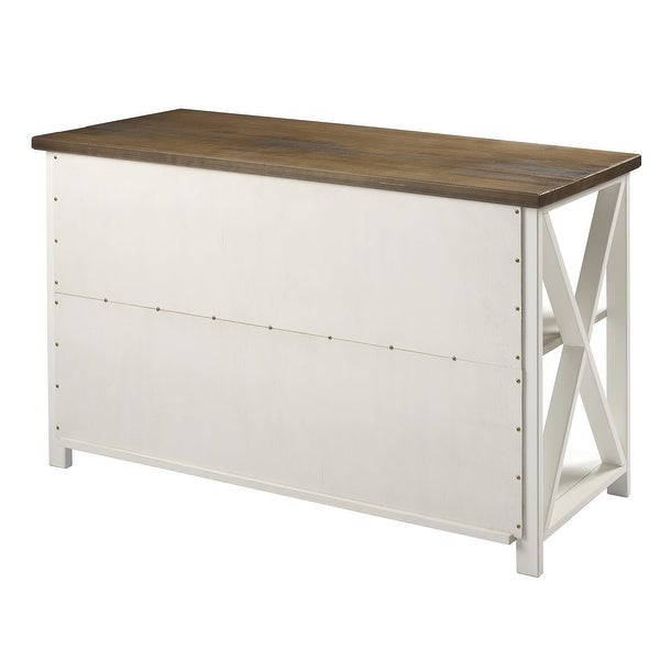 Solid Wood Storage Console Table, White/Reclaimed Barnwood