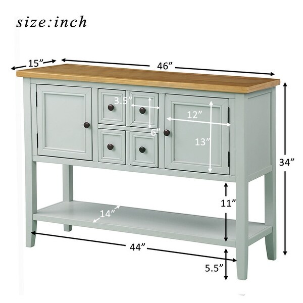 Table buffet sideboard Sofa table with storage drawers, cabinets and bottom shelf