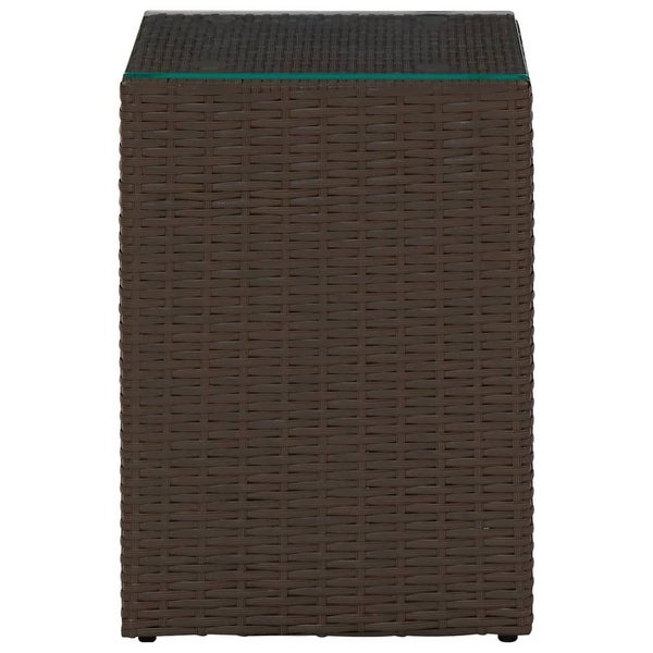 Side Table with Glass Top Brown 13.8